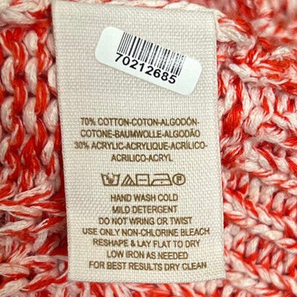 Free People Sweater Women’s Sz S Cable Knit Scoop Neck Orange Ivory Heathered - Picture 7 of 7